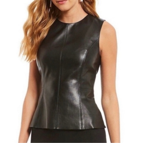 ANTONIO MELANI Tops - Antonio Melani | Black Leather Sleeveless Top